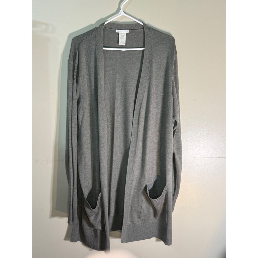 Matty M Womens Gray Open Front Longline Cardigan Sweater Size XXL MS9121US/CM